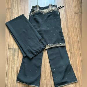 Black & Gold Salwar Kameez Indian Pakistani Partywear | size 30 girl’s medium